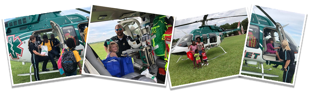 LifeNet Air medical helicopter flight medic and flight nurse teach about EMS to area kids.