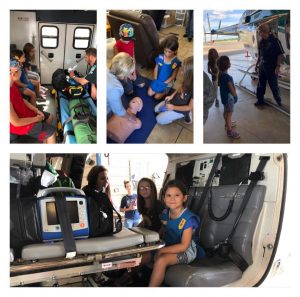 Girl Scout Troop 2048 tours LifeNet Air medical helicopter in Texarkana.