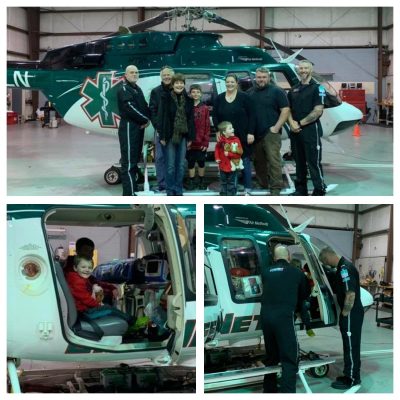 LifeNet Air 2 medical helicopter crew meets young boy whose life they helped save during a patient meet and greet.